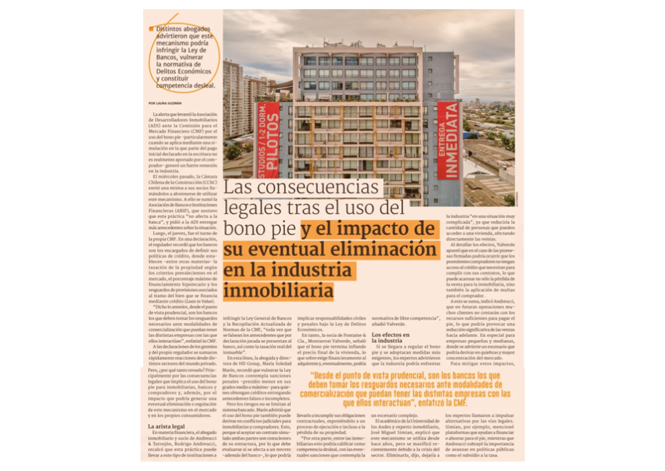 Las consecuencias legales tras el uso del bono pie y el impacto de su eventual eliminación en la industria inmobiliaria